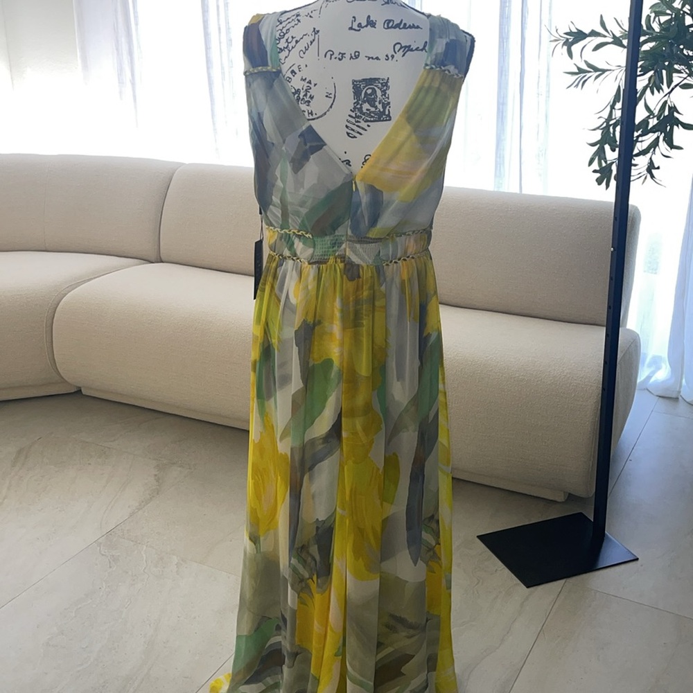 White House black market  V-Neck Braided Waist Maxi Dress - Picture 8 of 9